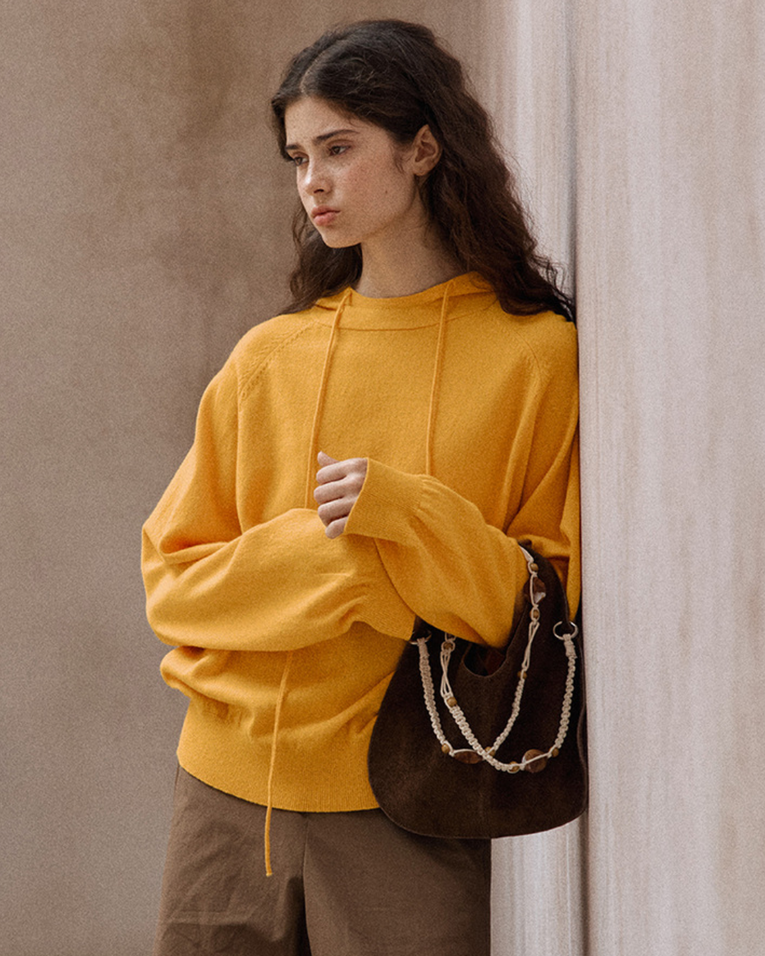 ラグランスリーブフーディークールトーンニットプルオーバー 10157