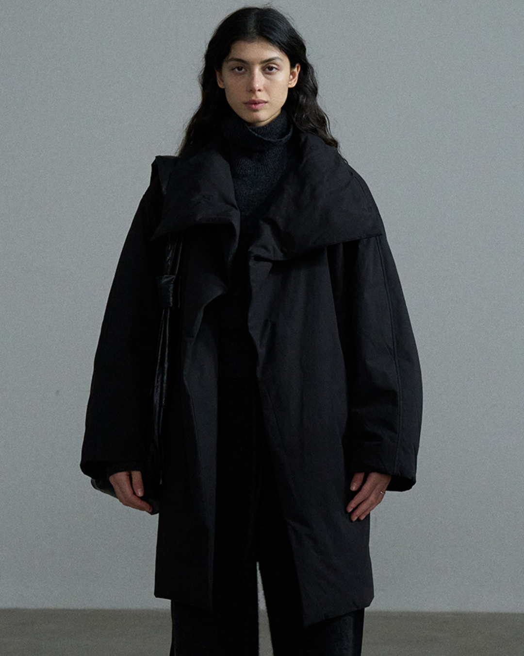 スタンドネックミディボリュームコート 10380