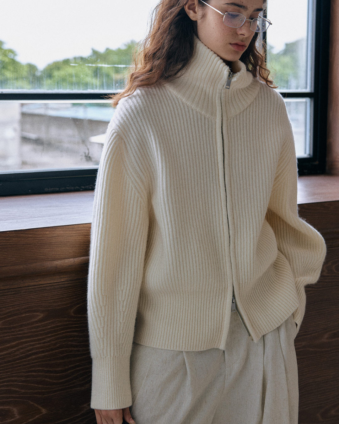 タートルネックジッパーニットプルオーバー 10164