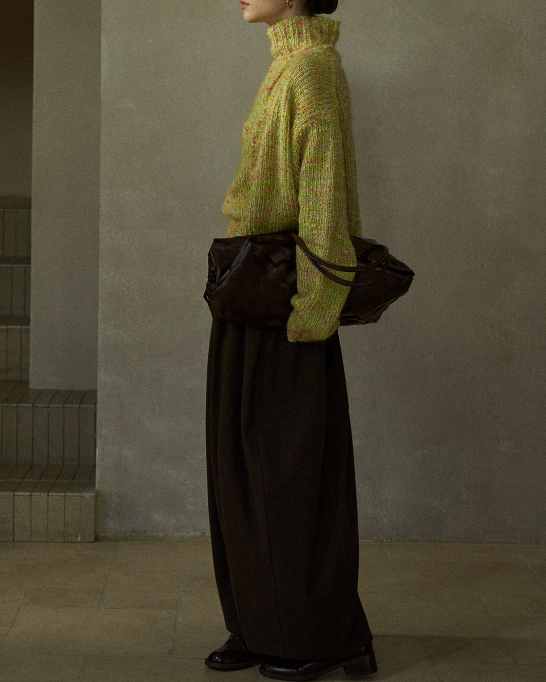 Vネックミディニットカーディガン 10216