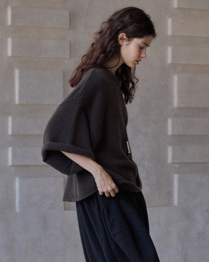 ラウンドネックミドルスリーブニットプルオーバー 10137