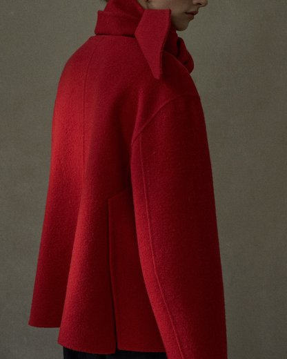 スカーフカラーミディフレアコート 10197