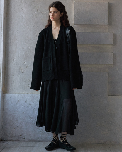 Vネックウエストワイドカーディガン 10171