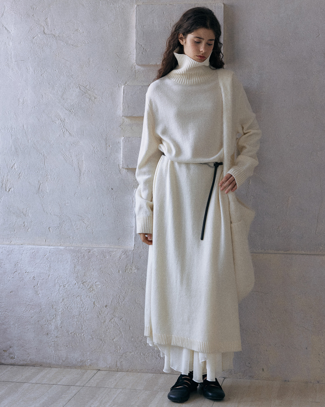 ハイカラーニットワンピース 10175