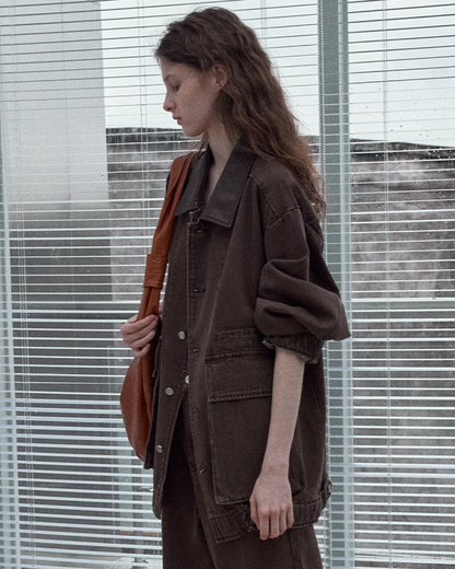 レトロウォッシュデニムルーズジャケット 10125