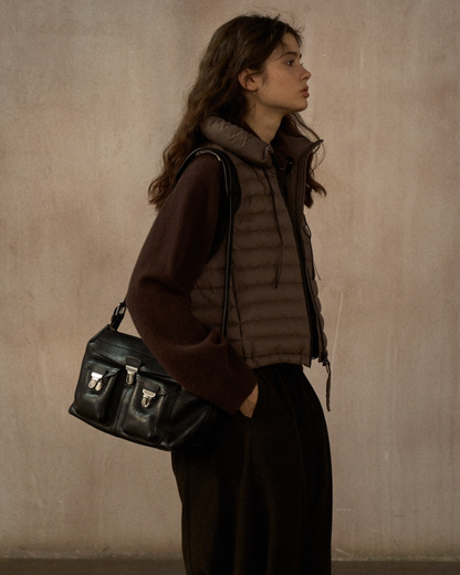 スタンドカラードローコードショートベスト 10250