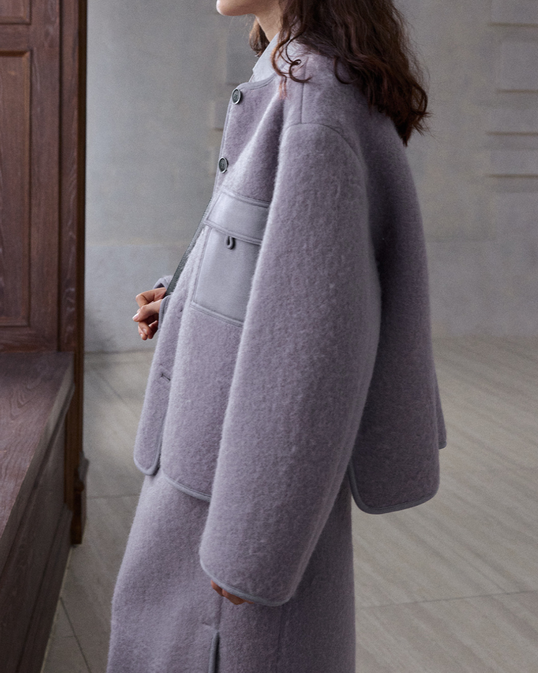 ノーカラーシングルブレストコート 10231