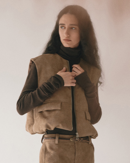 スリークスエードジップベスト 10419