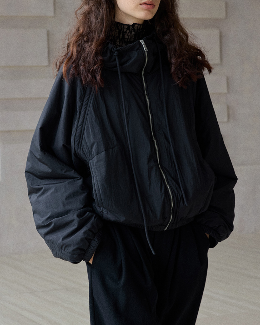 ミディフーディーカジュアルジャケット 10193