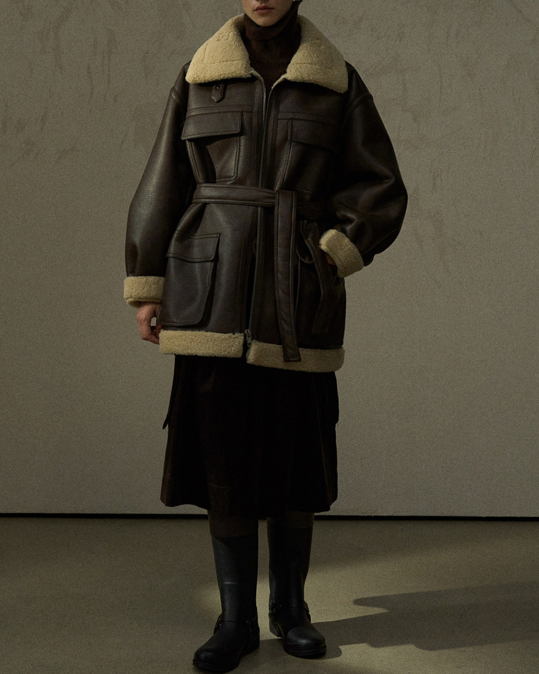 スタンドカラーストラップミディジャケット 10288