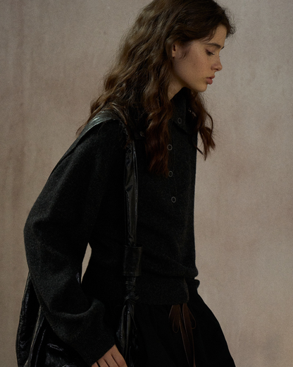 ハーフボタンリブニットフォレストトーンプルオーバー 10324