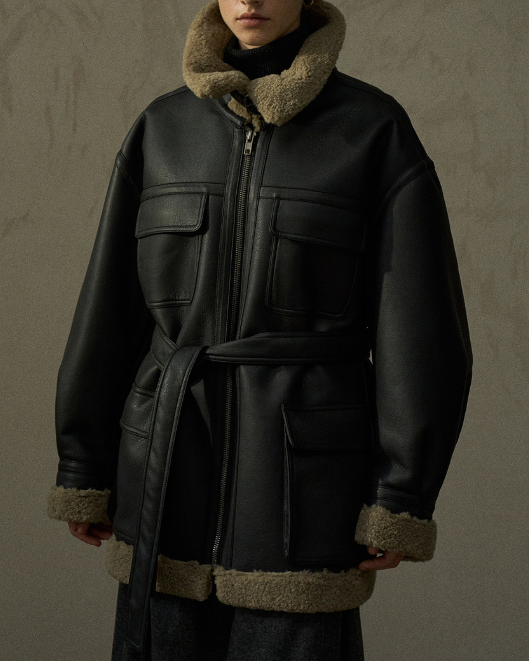 スタンドカラーストラップミディジャケット 10288