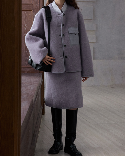 ノーカラーシングルブレストコート 10231