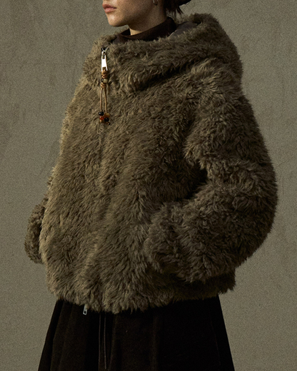 フーディージッパーボアショートコート 10293