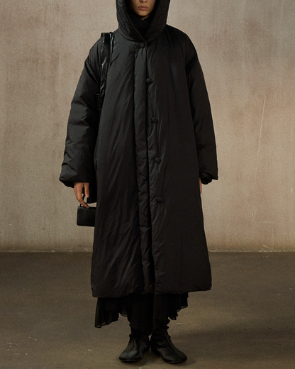 フーディーストラップロングダウンコート 10281