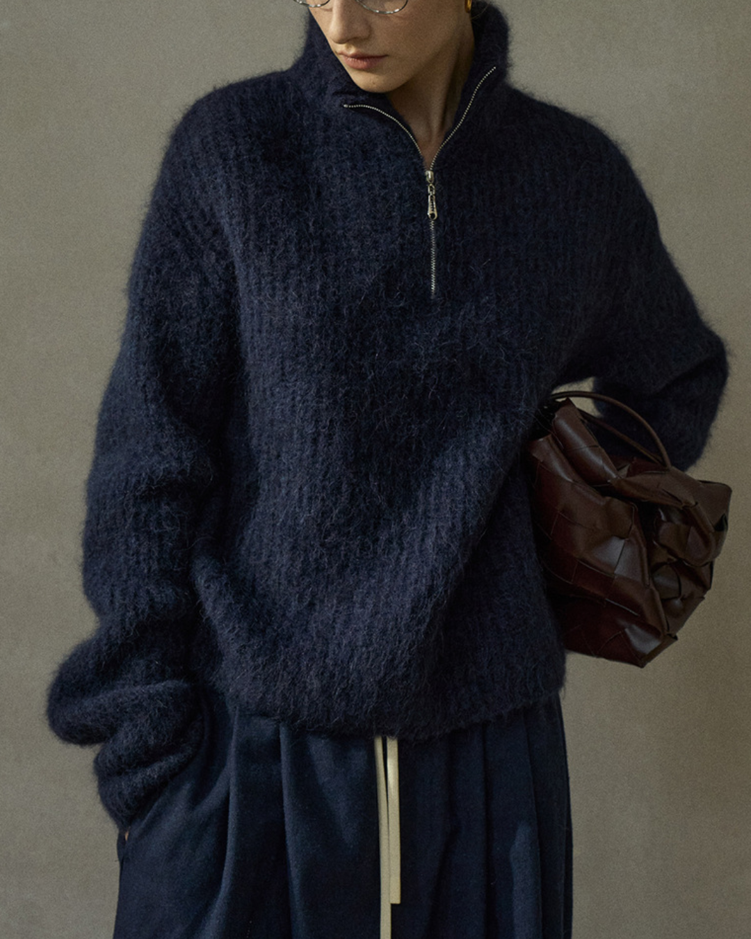 ハイカラーハーフジッププルオーバー 10266