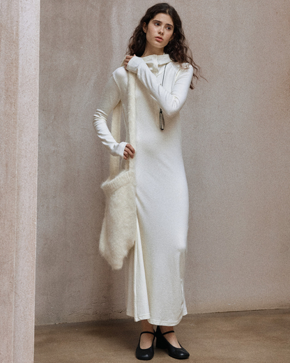 ヘンリーネックフーディーニットワンピース 10140