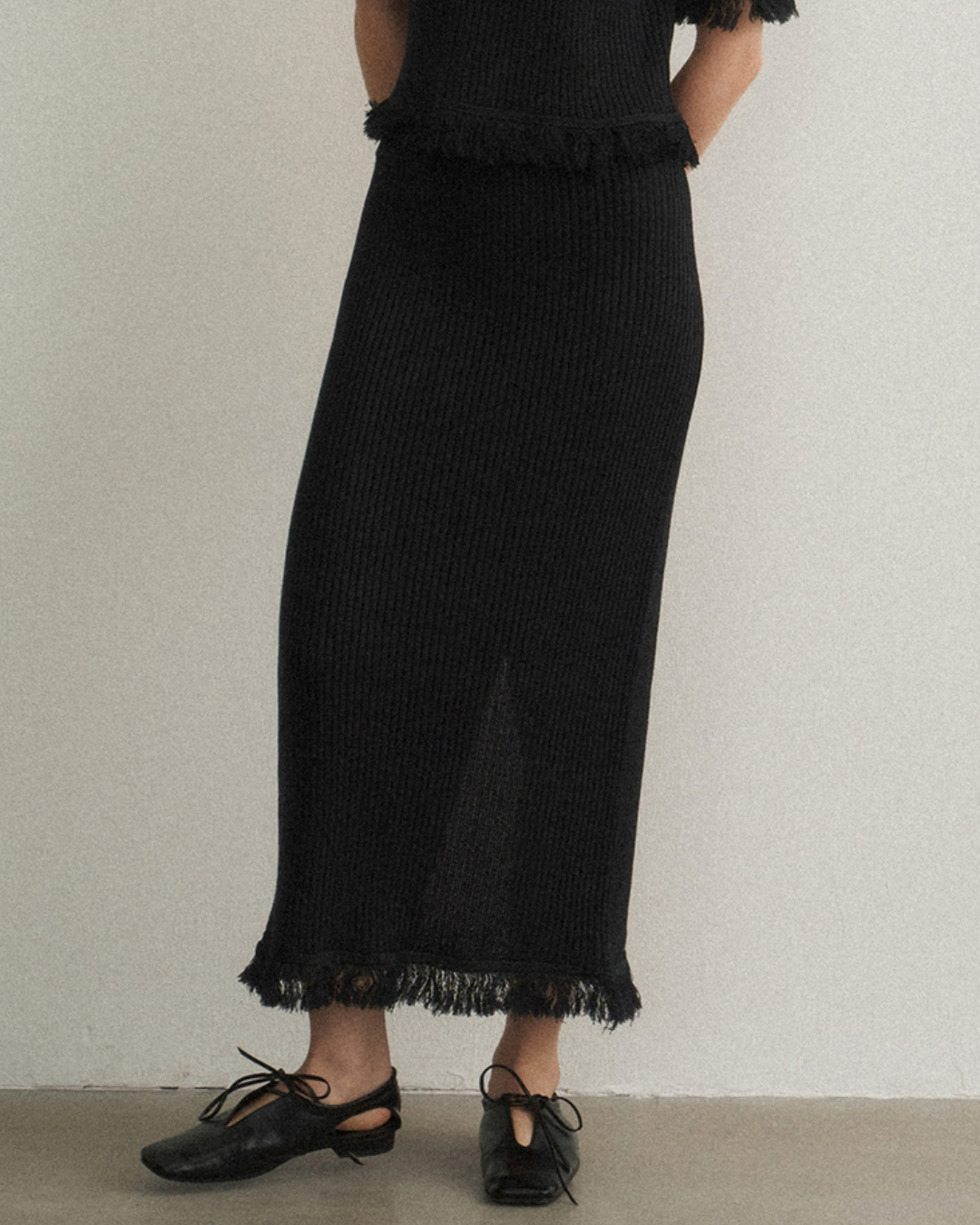 バックスリットフリンジニットスカート 10475