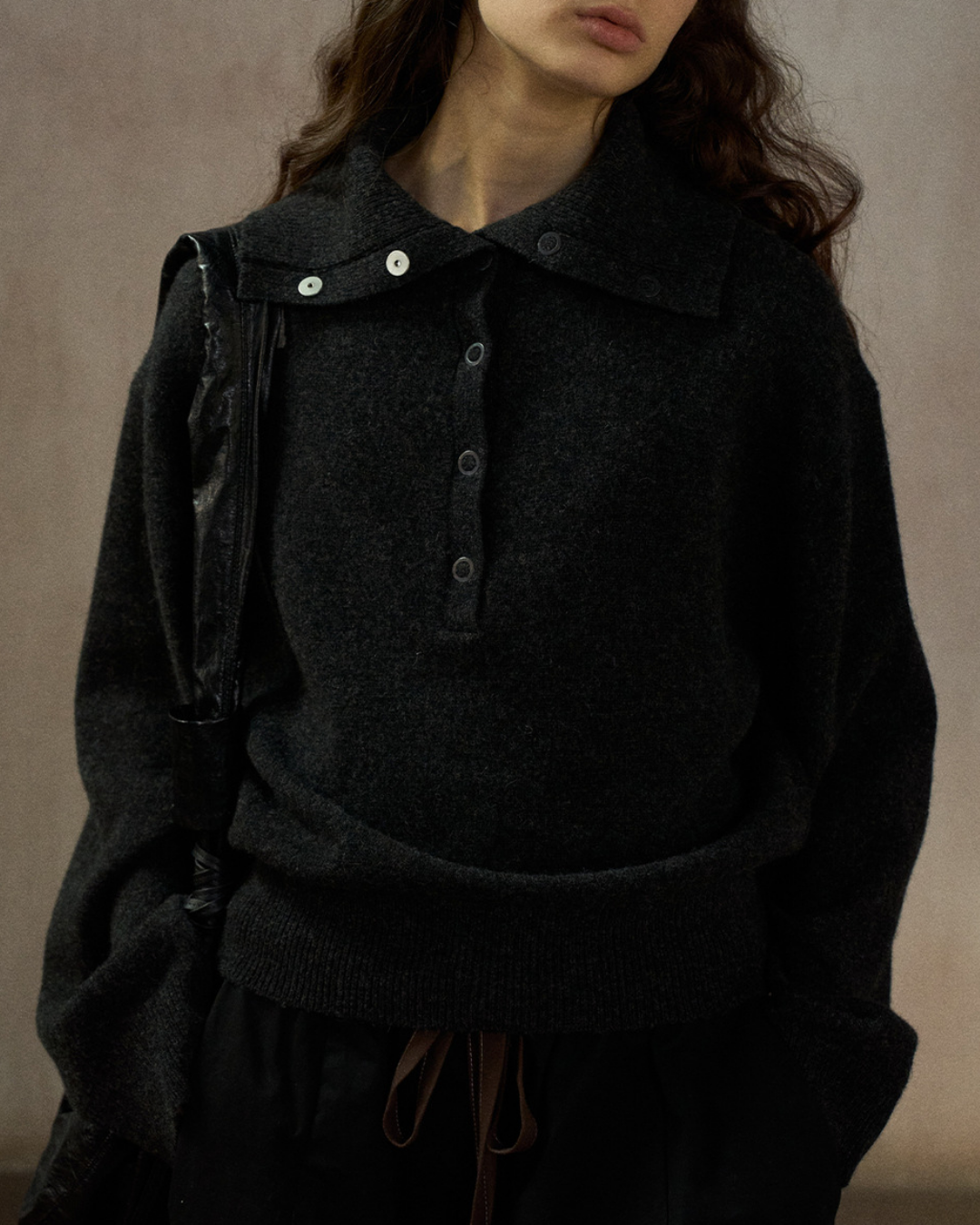 ハーフボタンリブニットフォレストトーンプルオーバー 10324