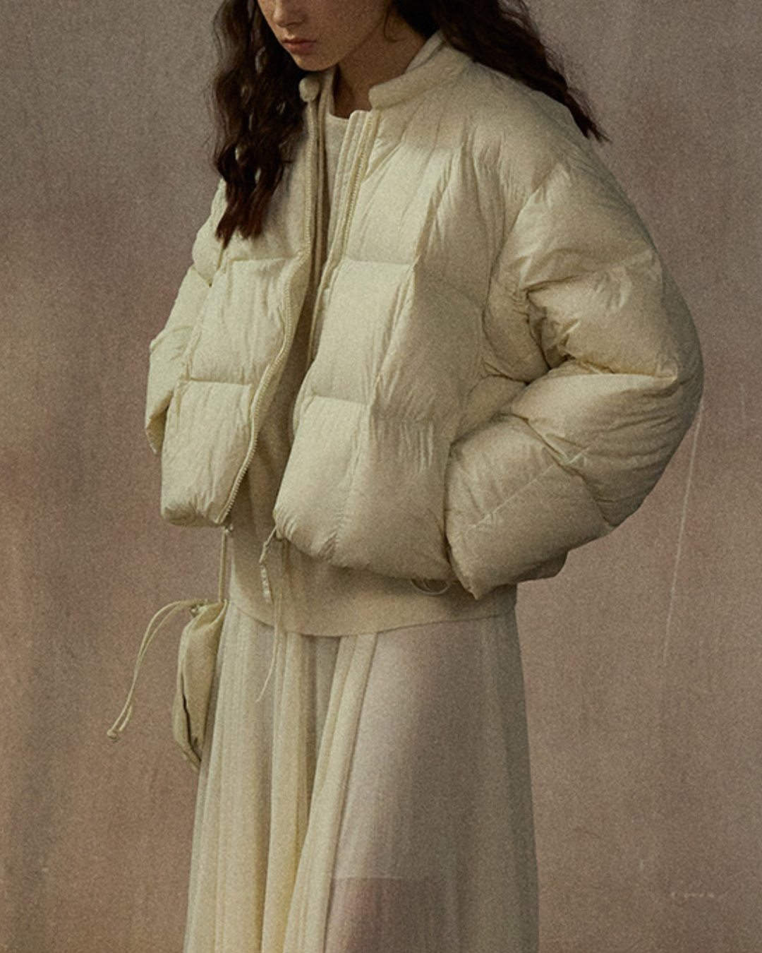 クルーネックドローコードショートコート 10268