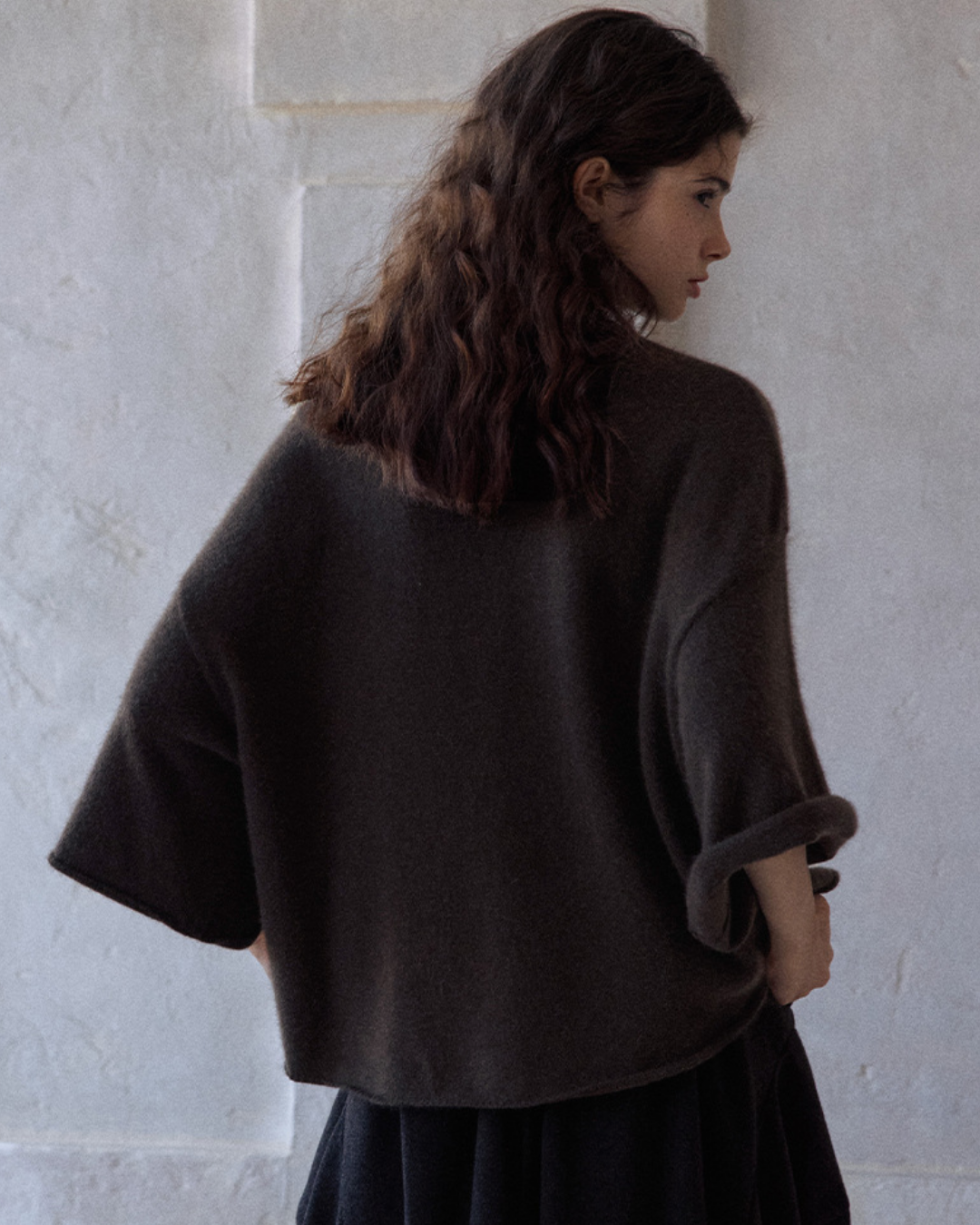 ラウンドネックミドルスリーブニットプルオーバー 10137