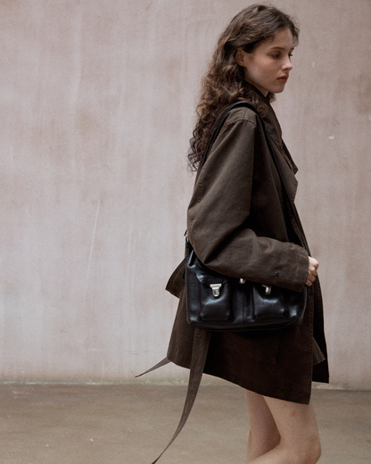 ウォッシュドコットンスエードブラウンロングジャケット 10167