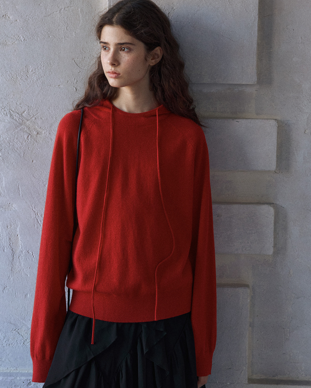 ラグランスリーブフーディーウォームトーンニットプルオーバー 10151