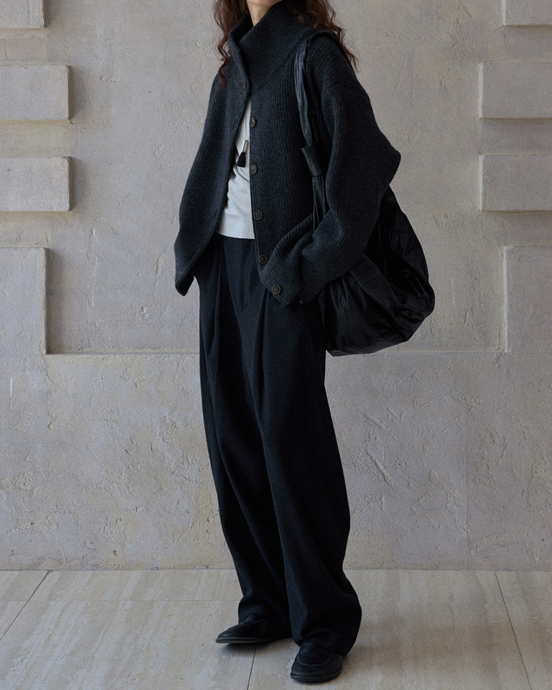スタンドカラーニットカーディガン 10191