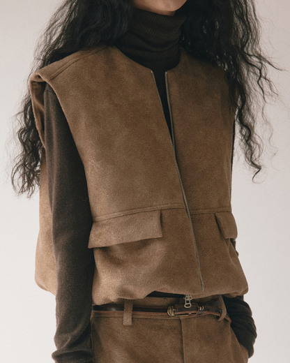 スリークスエードジップベスト 10419