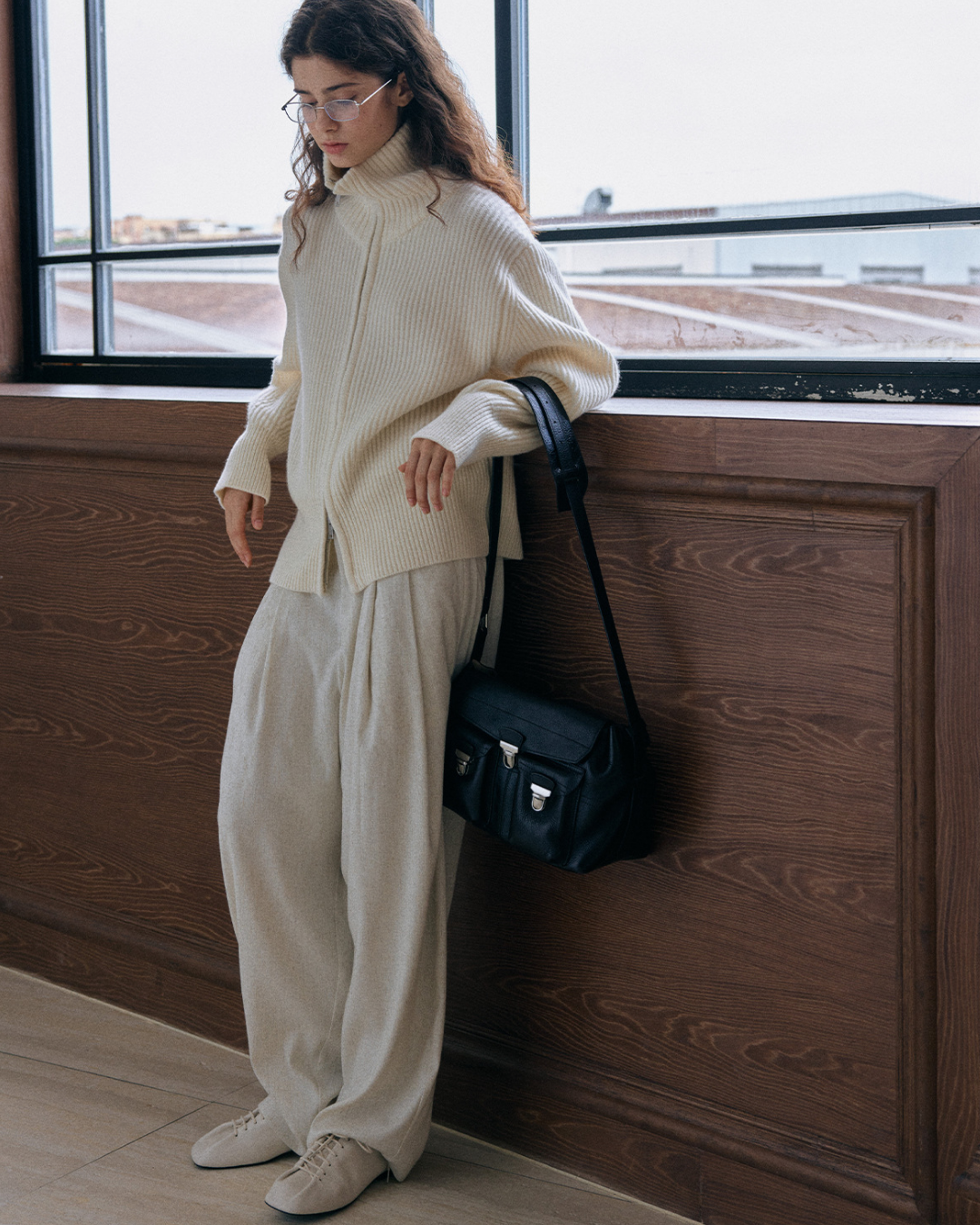 タートルネックジッパーニットプルオーバー 10164