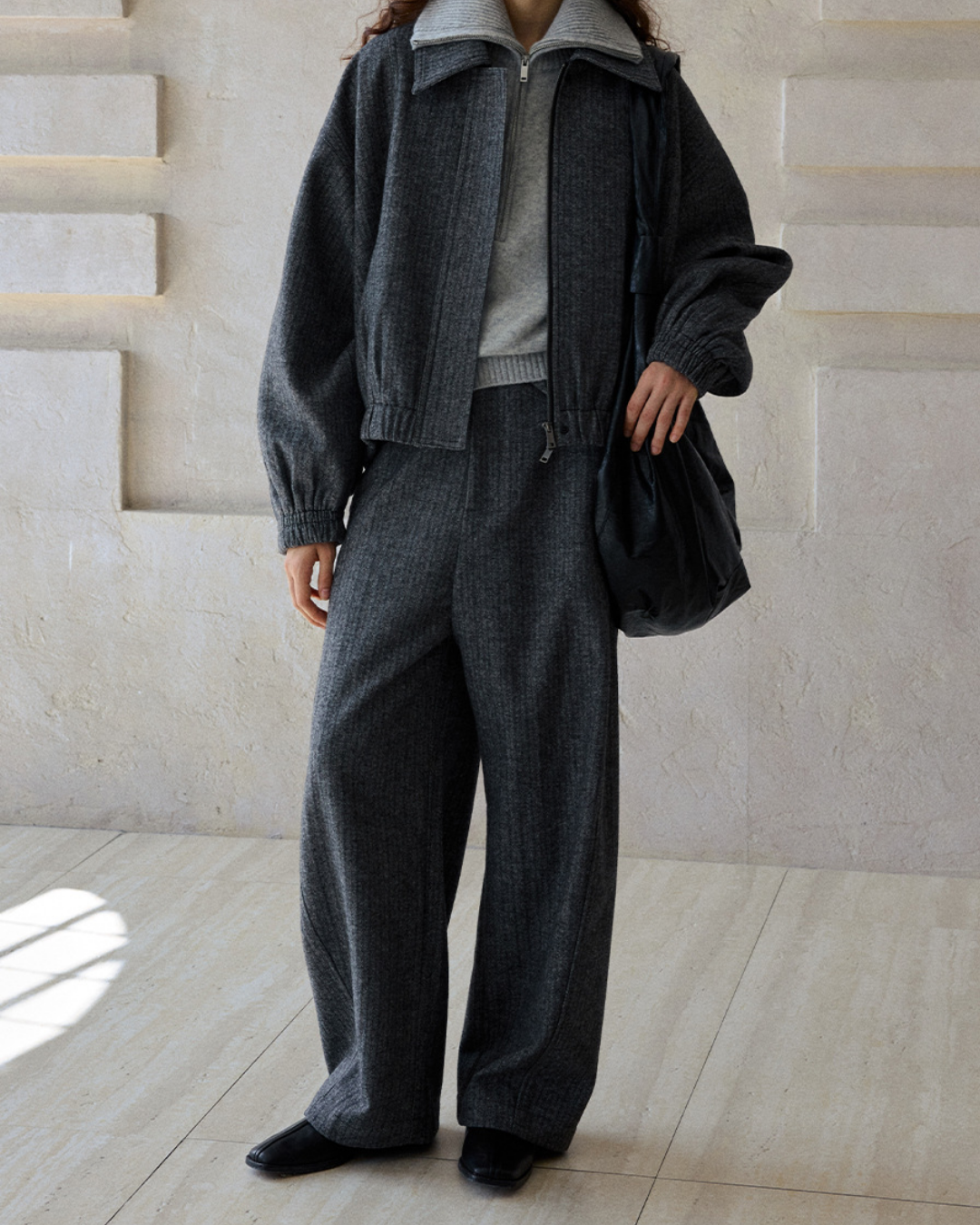 ヘリンボーンストレートカジュアルパンツ 10187