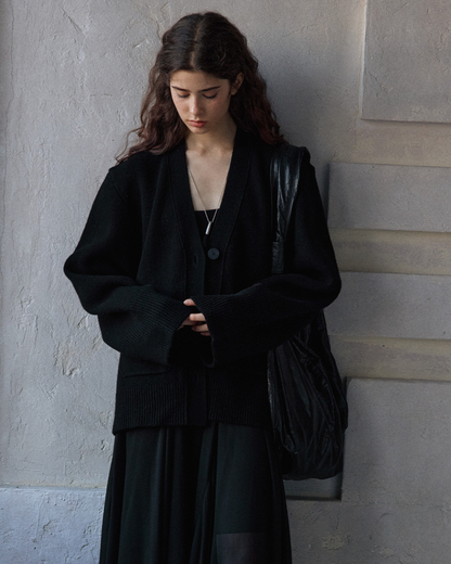 Vネックウエストワイドカーディガン 10171