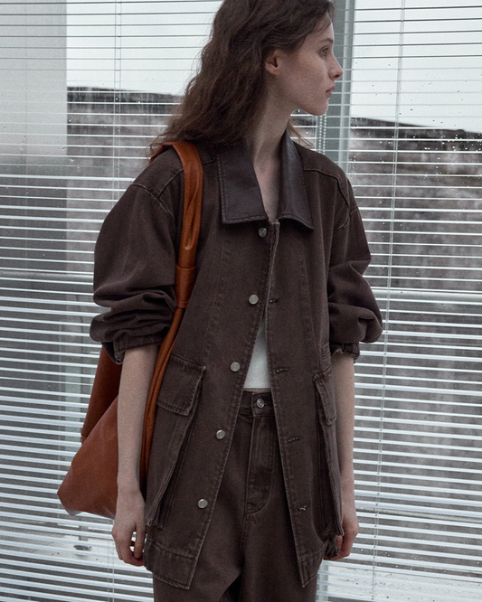 レトロウォッシュデニムルーズジャケット 10125
