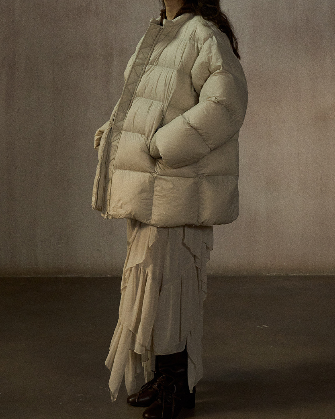 クルーネックミディキルティングコート 10271