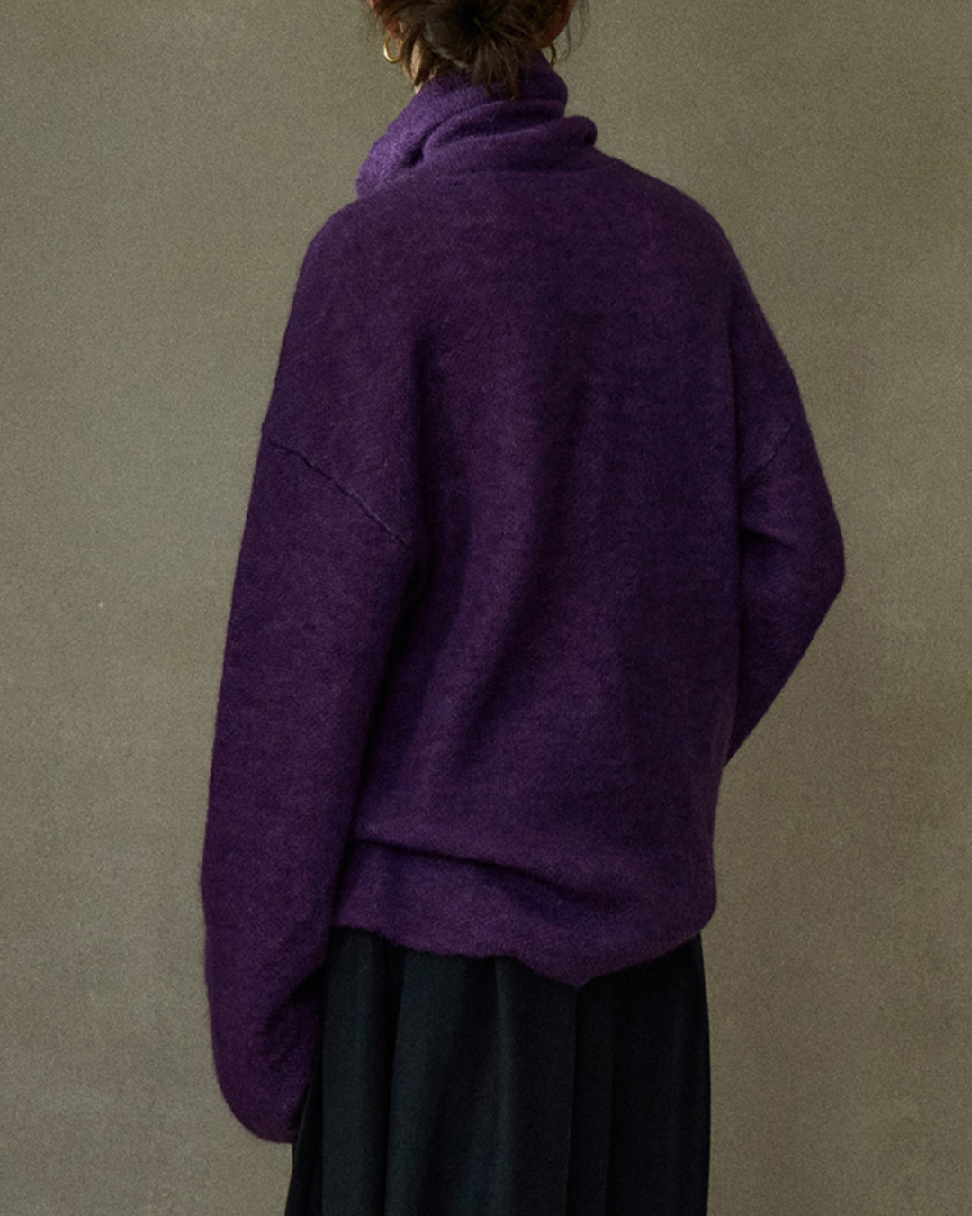 ハイカラーコントラストニットプルオーバー 10196