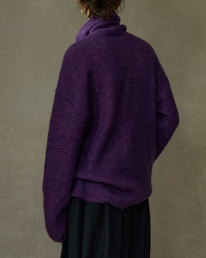 ハイカラーコントラストニットプルオーバー 10196