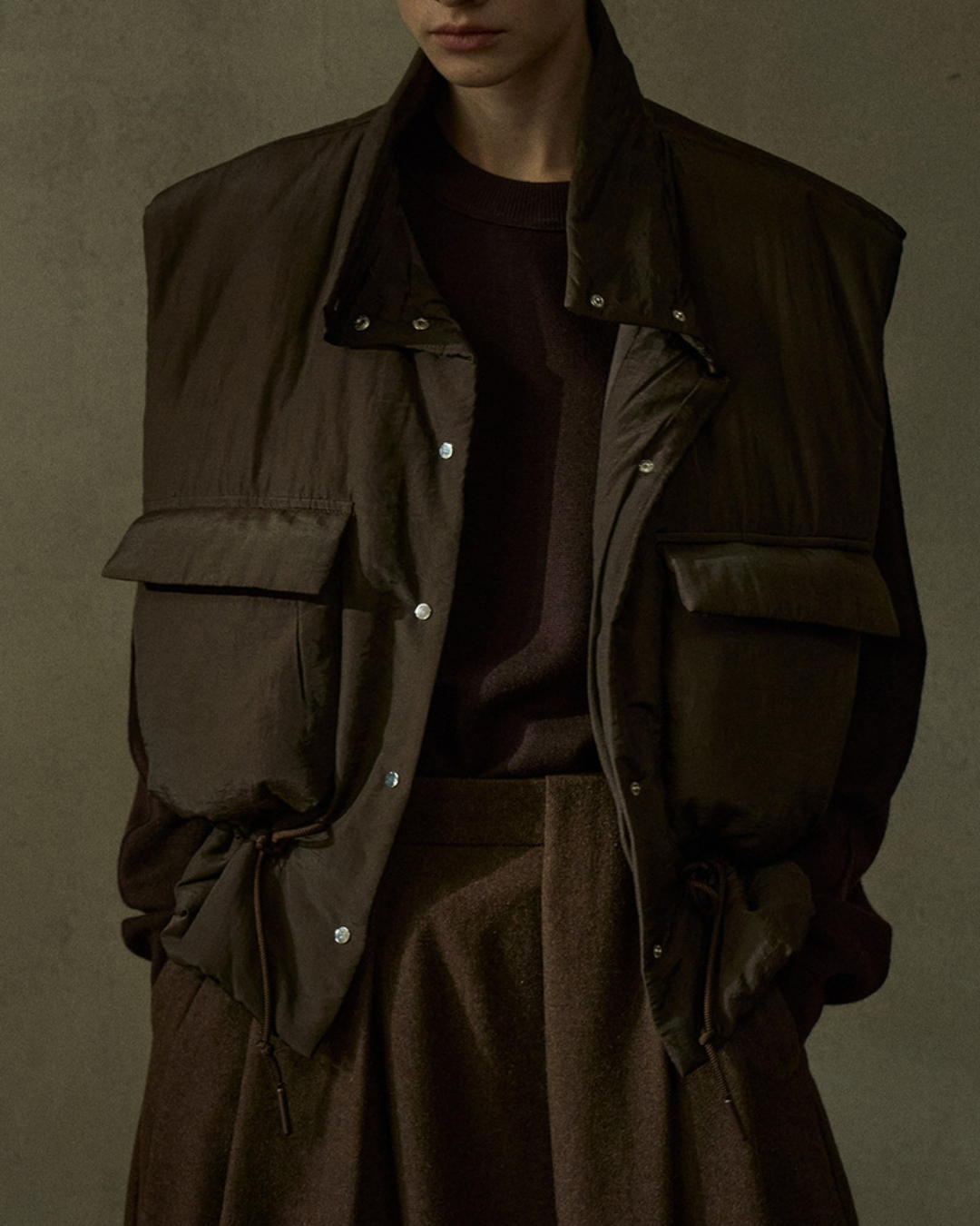 スタンドカラーキルティングベスト 10201