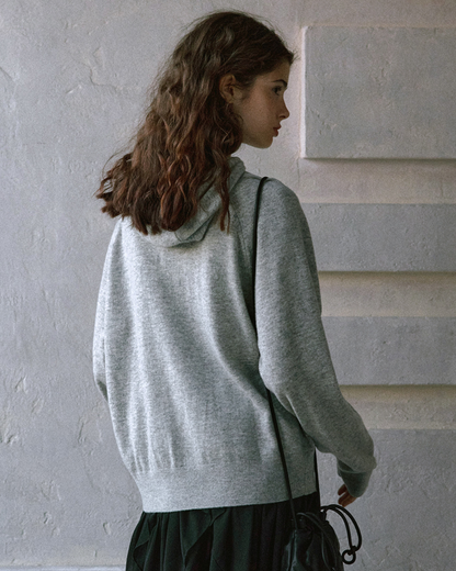 ラグランスリーブフーディークールトーンニットプルオーバー 10157