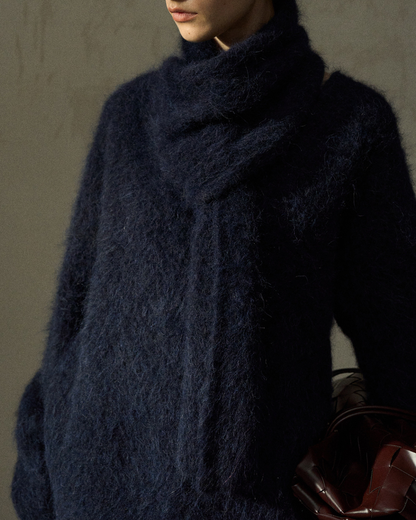 スカーフカラーオーバーニットプルオーバー 10279