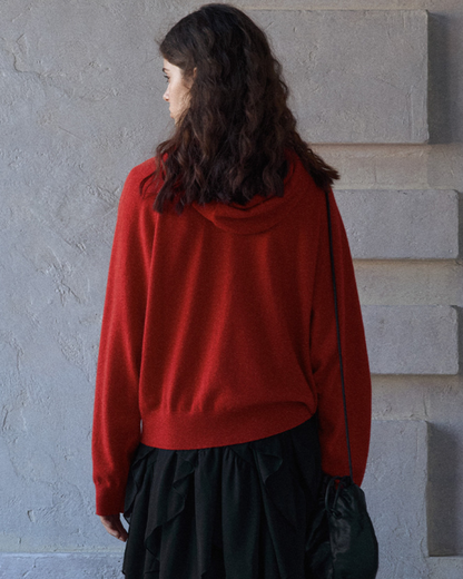 ラグランスリーブフーディーウォームトーンニットプルオーバー 10151