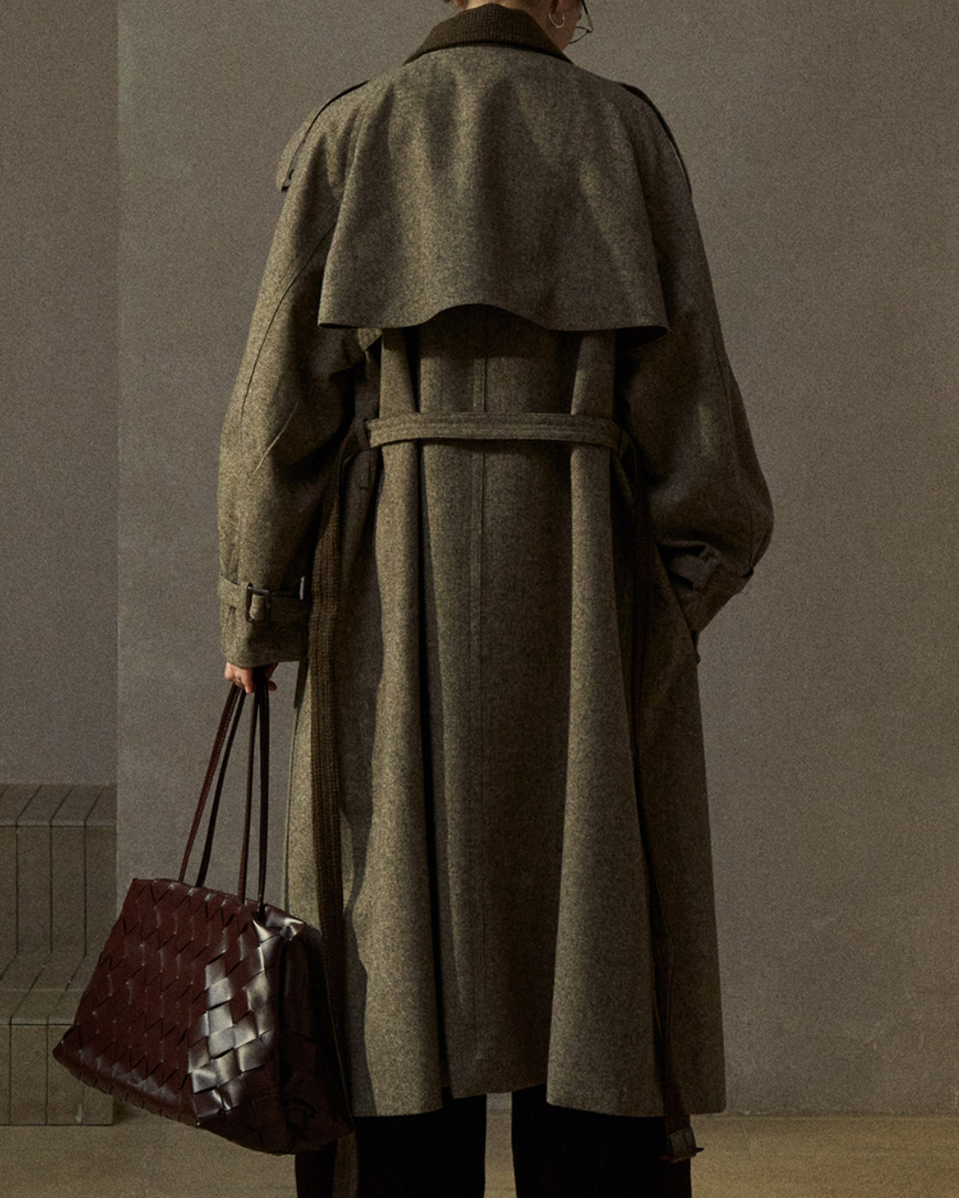 バイカラーダブルブレストロングコート 10283