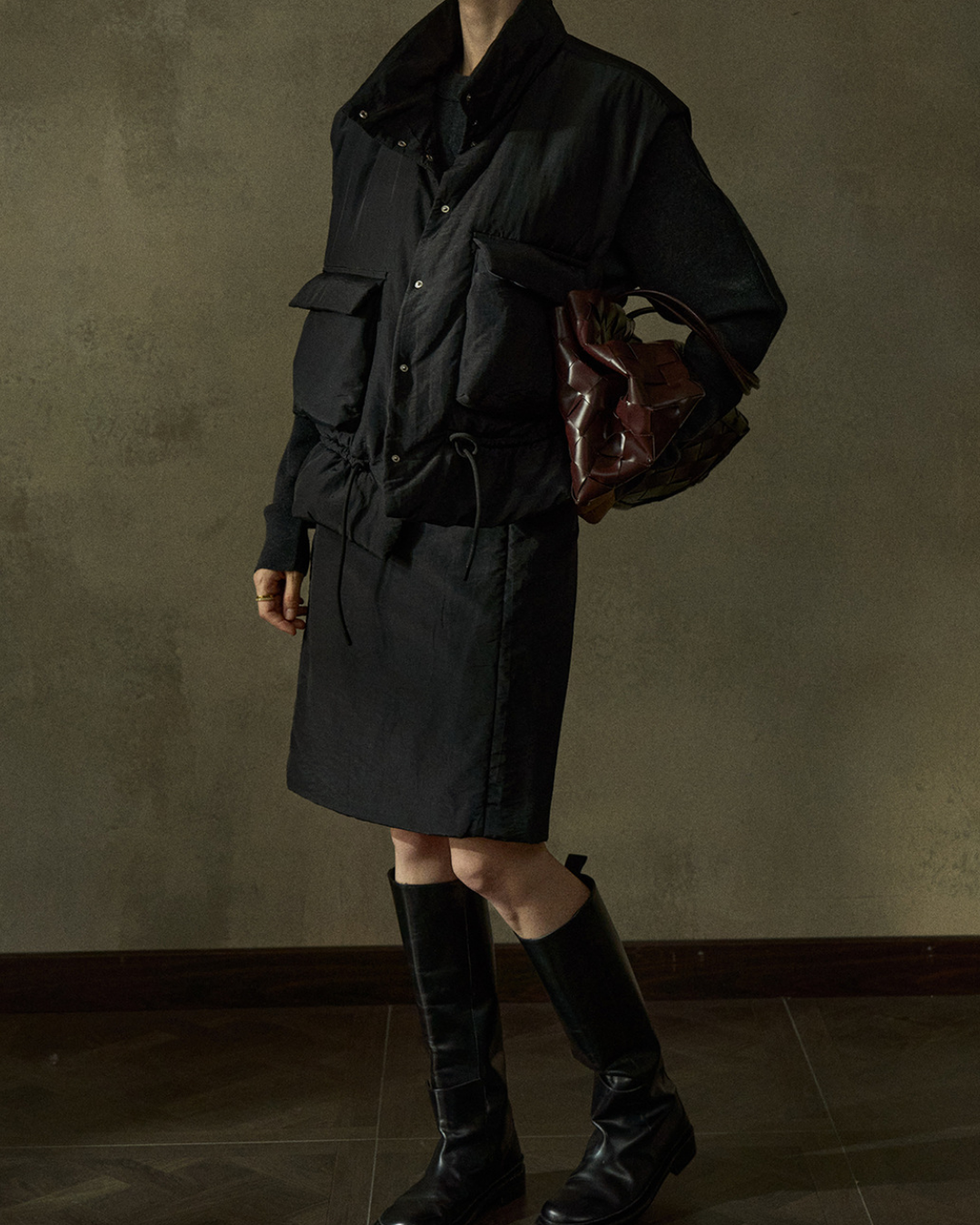 スタンドカラーキルティングベスト 10201