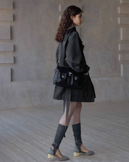 ウォッシュドコットンスエードチャコールロングジャケット 10168