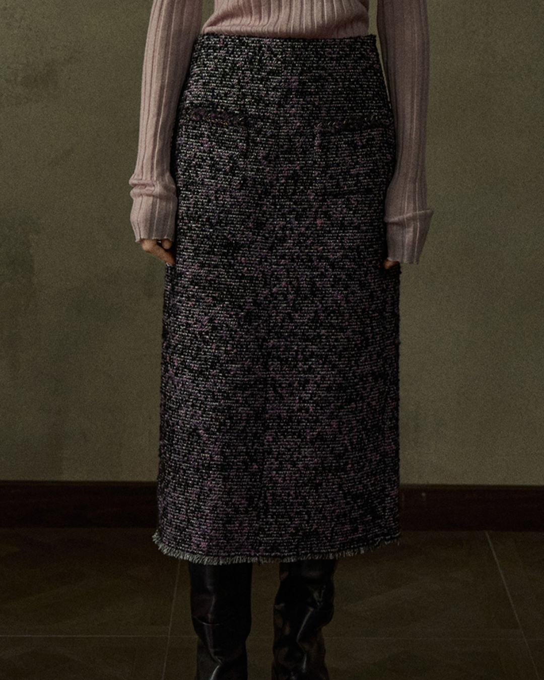 モノフォーム スリットツイードスカート 10442
