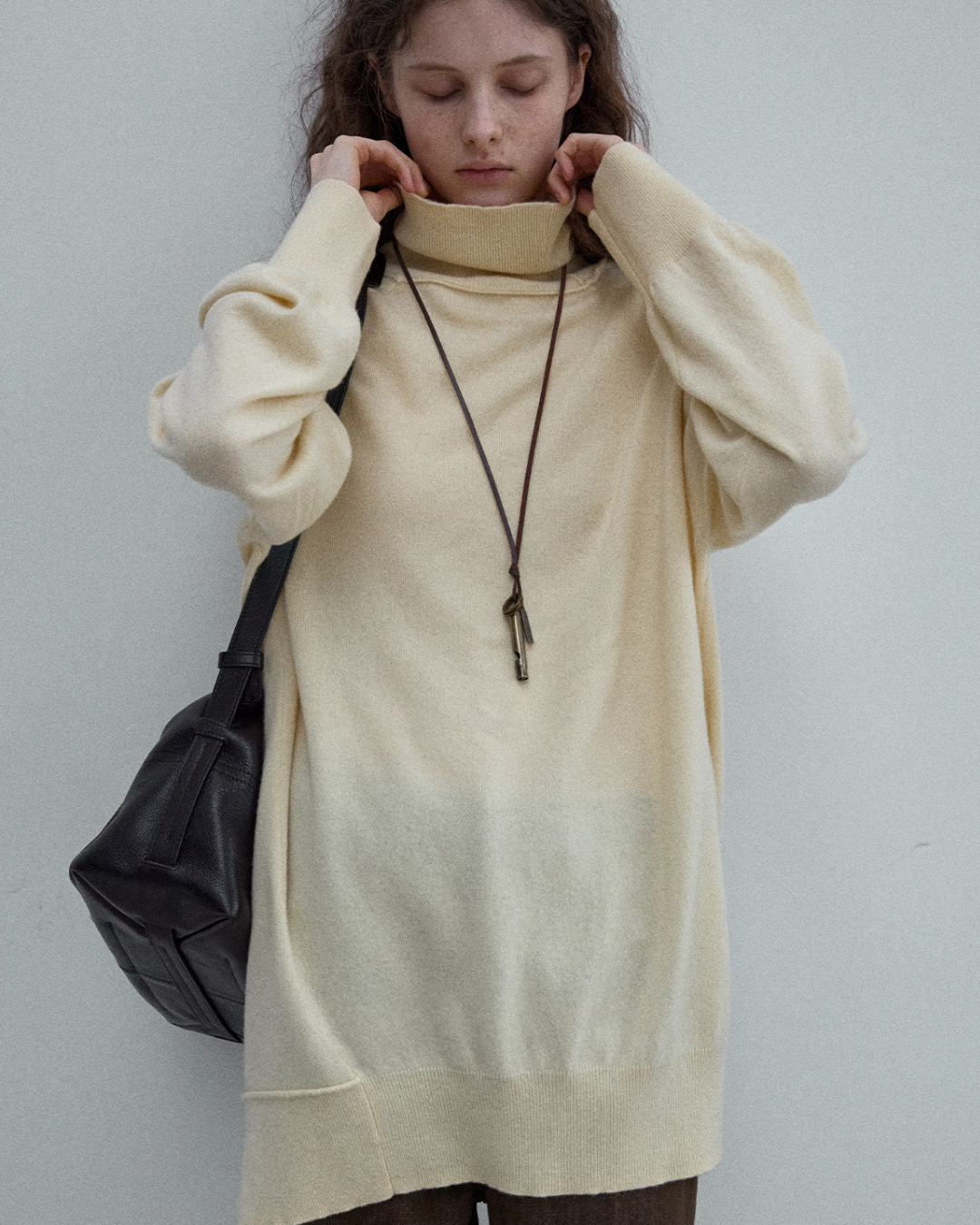 タートルネックロングニットプルオーバー 10149