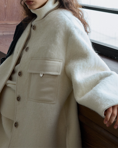 ノーカラーシングルブレストコート 10231