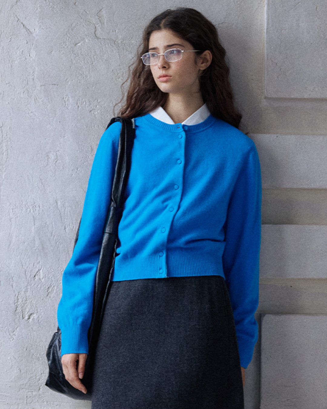 ラウンドネックソフトトーンニットカーディガン 10152