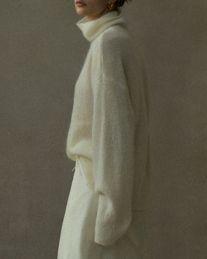 ハイカラーコントラストニットプルオーバー 10196