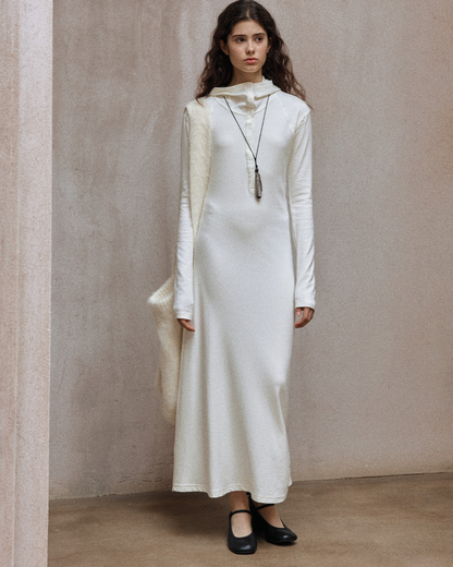 ヘンリーネックフーディーニットワンピース 10140