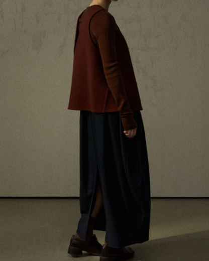 ラウンドネックニットフレアベスト 10286